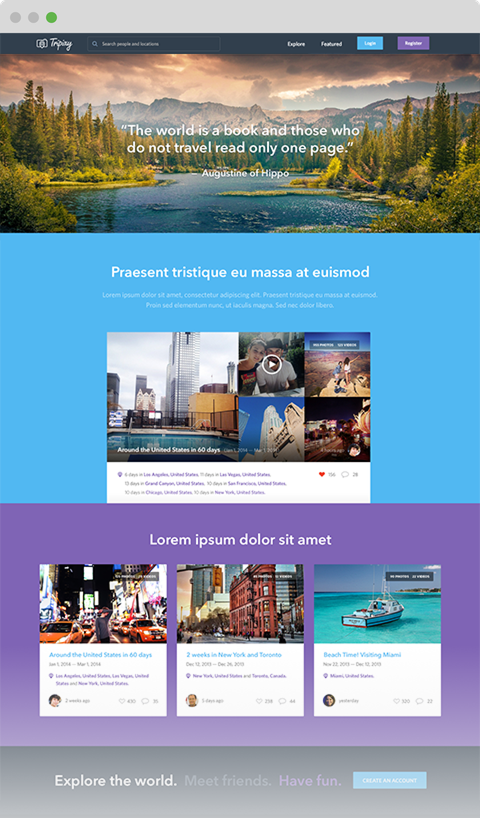 Social network web development for Tripixy